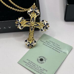 NWOT Smithsonian Institution for Avon,  Cross chain and clip earring set.